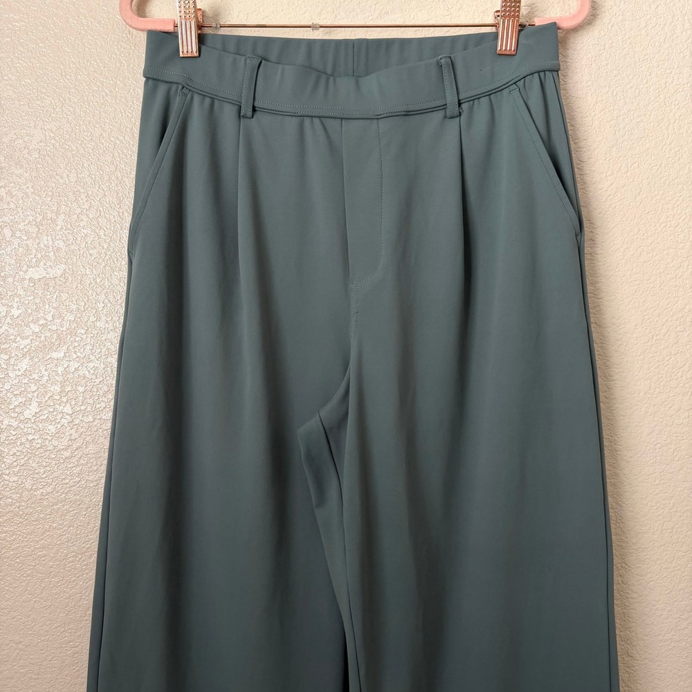 Halara Pants Medium Tall Sage Green High Waisted Pleated Wide Leg Day Stretch - Picture 4 of 9